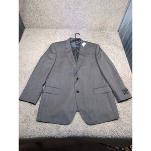 JOS A BANK Mens Superfine Signature Dark Grey Herringbone Wool Blazer 48 Long